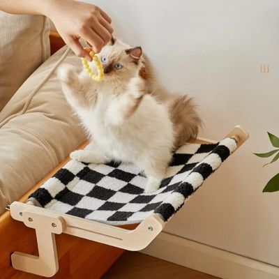 hamac pour chat damier blanc noir
