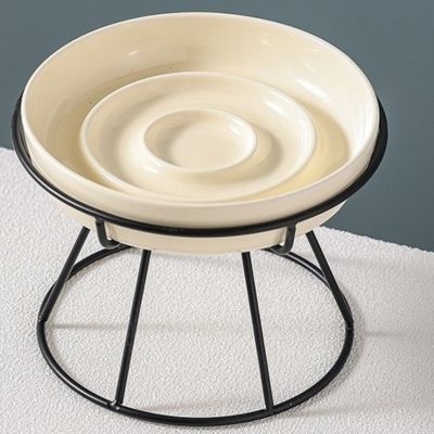 Gamelle anti glouton chat support beige