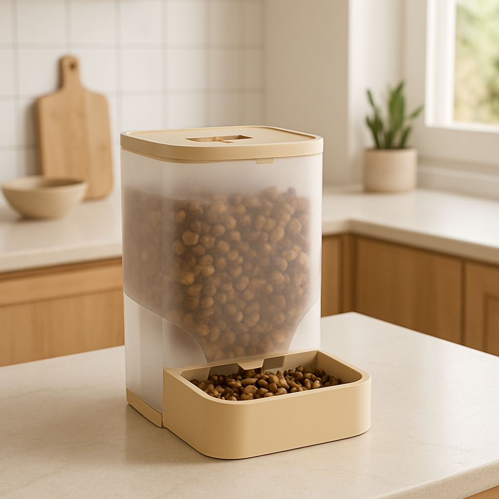 distributeur-de-croquettes-pour-chat-jaune