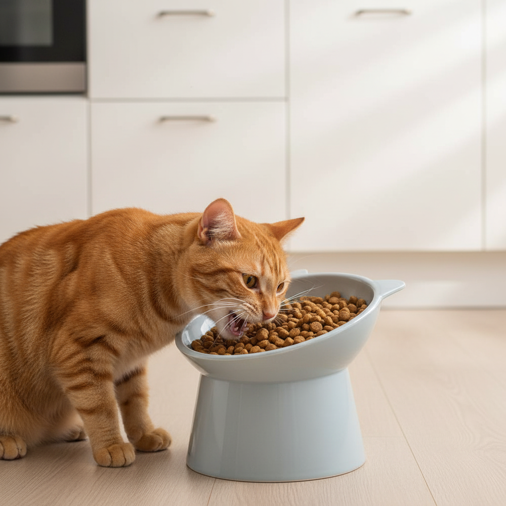 gamelle chat surélevée chat mangeant cuisine