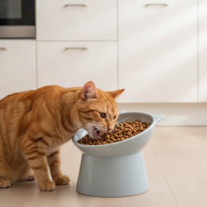 gamelle chat surélevée chat mangeant cuisine