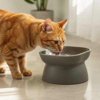 gamelle chat surélevée grise ombre