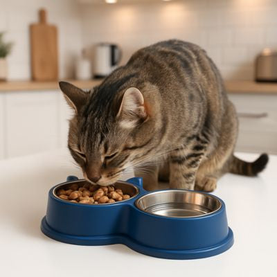 gamelle-pour-chat-double-bleue