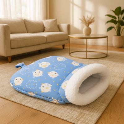 sac de couchage pour chat bleu ciel